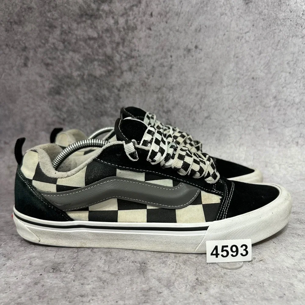 Vans Knu Skool Mens 11.5 Black Mega Check Checkerboard Skate Shoes